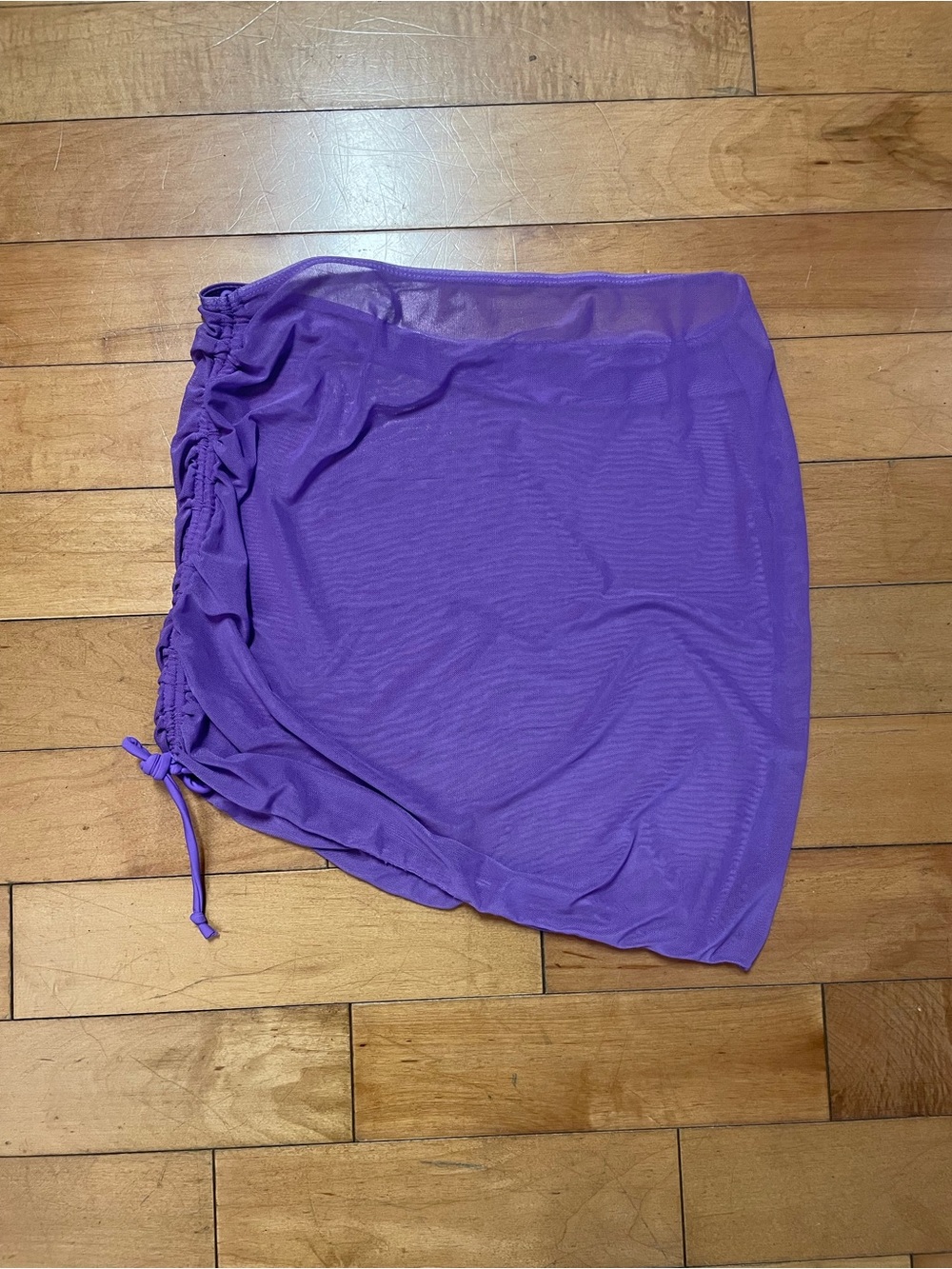 Purple Ruched Side Swim Beach Cover Up